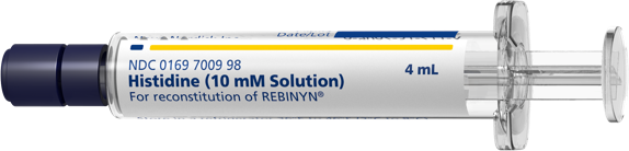 Prefilled syringe with diluent for reconstruction of Rebinyn®