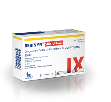 500 IU Range Package of Rebinyn® Coagulation Factor IX (Recombinant), GlycoPEGylated