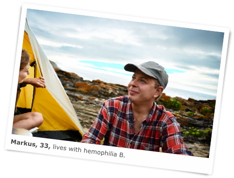 Markus lives with hemophilia B and still goes camping