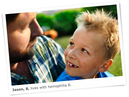 Jason, who lives with hemophilia B, plays with his dad