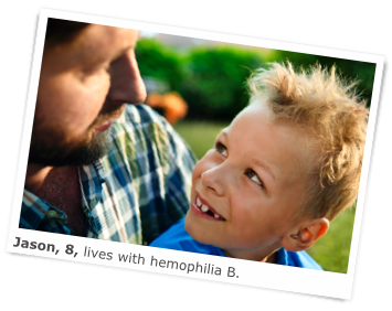Jason, who lives with hemophilia B, plays with his dad
