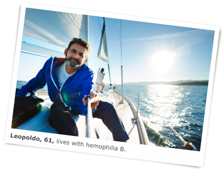 Leopoldo, who lives with hemophilia B, and is sailing